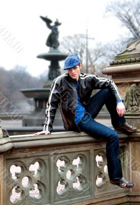 Handsome man on railing