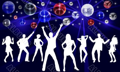 illustration of a colorful disco placard