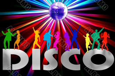 illustration of a colorful disco placard