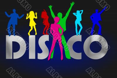 illustration of a colorful disco placard