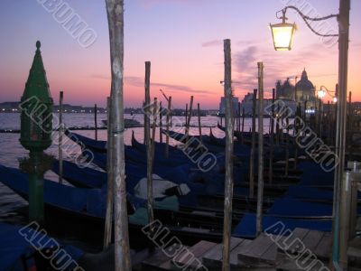 sunset and gondolas