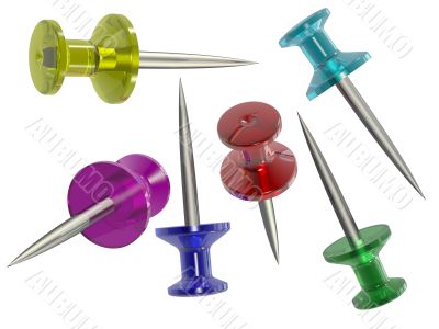 Colored plastic pushpins