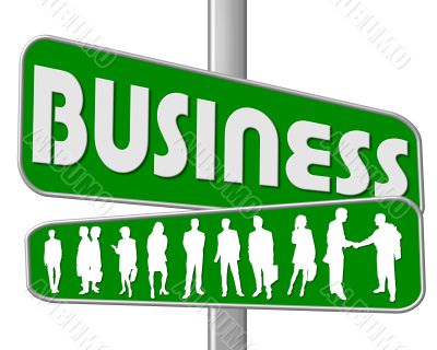 business people and slogan street sign business people and slogan street sign