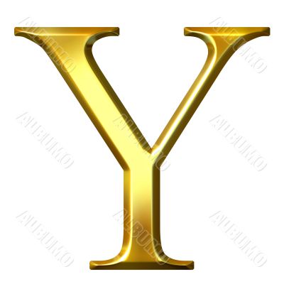 3D Golden Greek Letter Ypsilon