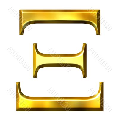 3D Golden Greek Letter Xi