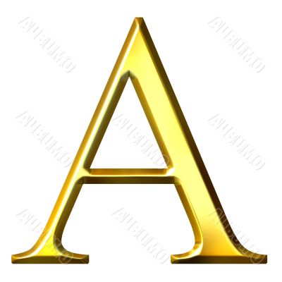 3D Golden Greek Letter Alpha