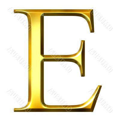 3D Golden Greek Letter Epsilon