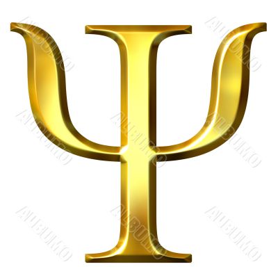 3D Golden Greek Letter Psi