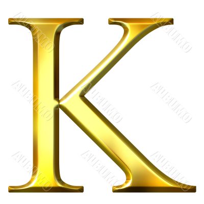 3D Golden Greek Letter Kappa