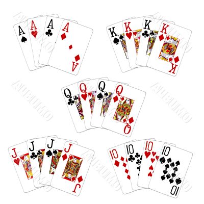 poker playing cards four of a kind