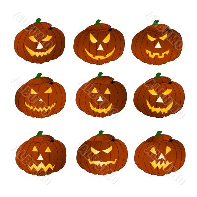 Halloween Pumpkins isolated on white background