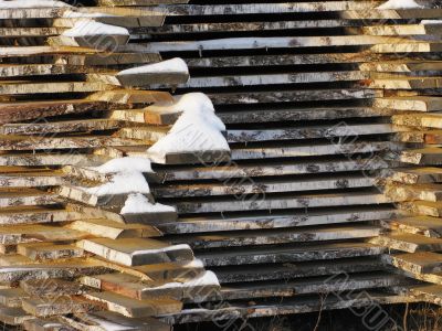 Stack of natural wooden boards