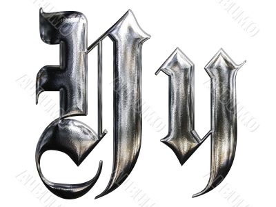 Metallic patterned letter of german gothic alphabet font. Letter Y Metallic patterned letter of german gothic alphabet font. Letter Y
