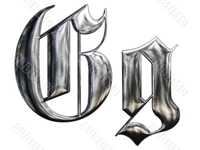 Metallic patterned letter of german gothic alphabet font. Letter G