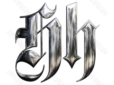 Metallic patterned letter of german gothic alphabet font. Letter H