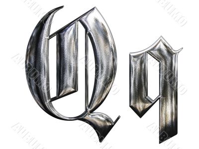 Metallic patterned letter of german gothic alphabet font. Letter Q