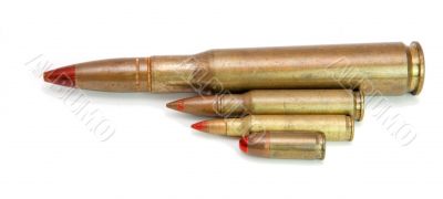 Four red-tipped tracer cartridges