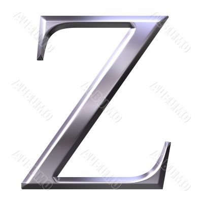 3D Silver Greek Letter Zeta