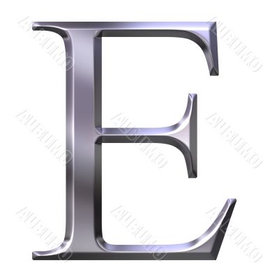 3D Silver Greek Letter Epsilon