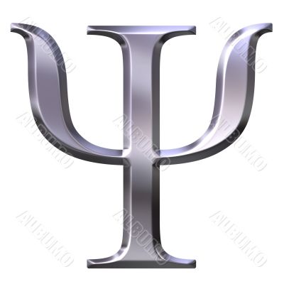 3D Silver Greek Letter Psi