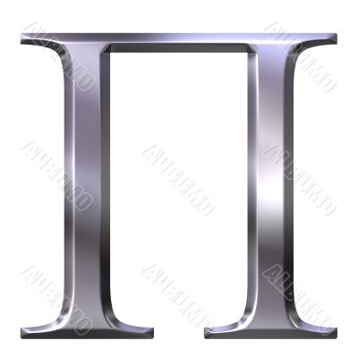 3D Silver Greek Letter Pi