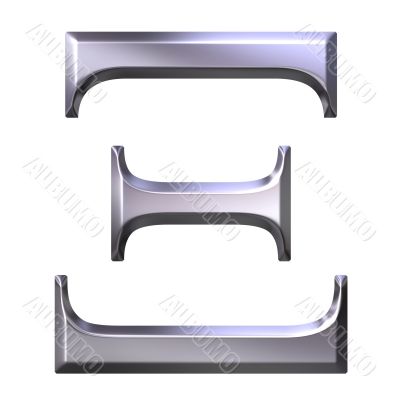 3D Silver Greek Letter Xi