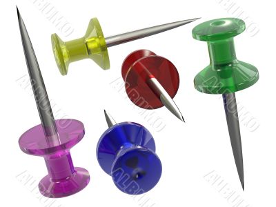 Colored plastic pushpins