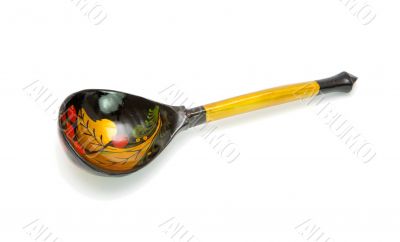 Russian wooden painted spoon isolated