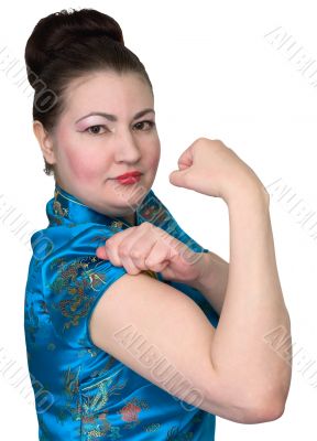 Japanese girl with emotional gesture