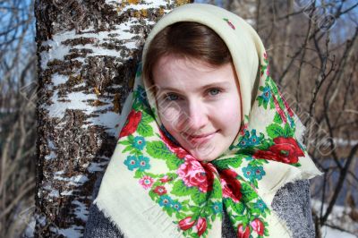 Young Russian woman in a scarf