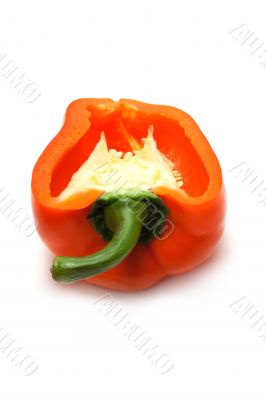 Cut fifty-fifty orange bulgarian pepper