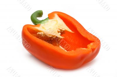 Cut fifty-fifty orange bulgarian pepper part two