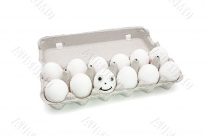 Humpty Dumpty egg in a paper box isolated