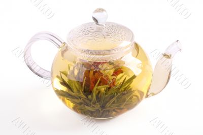 teapot with green tea