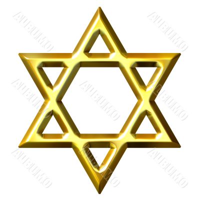 3D Golden Star of David