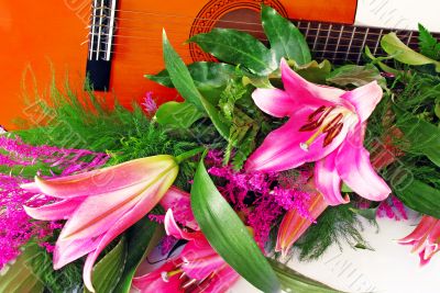 Pink lily guitar composition