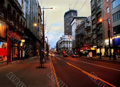 Evening Belgrade cityscape