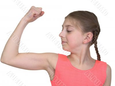 Girl demonstration us muscular system
