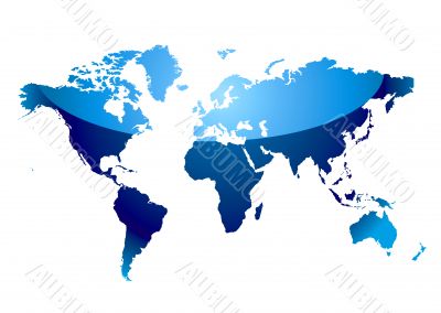 world map reflect blue