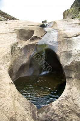 water falling on rock