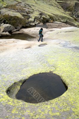 puddle and woman