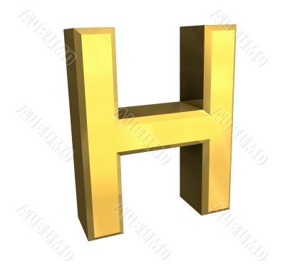 gold letter H - 3d made