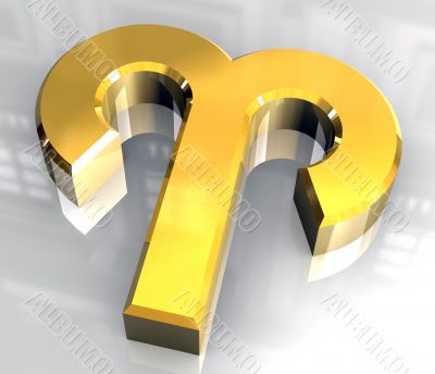 Aries astrology symbol in gold - 3d made Aries astrology symbol in gold - 3d made