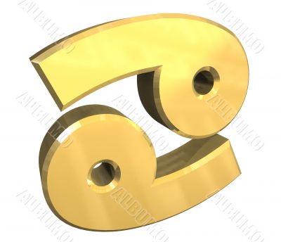 cancer astrology symbol in gold - 3d made
