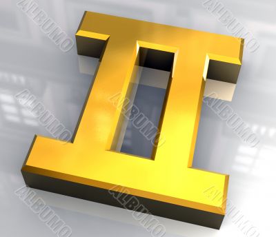 gemini astrology symbol in gold - 3d made