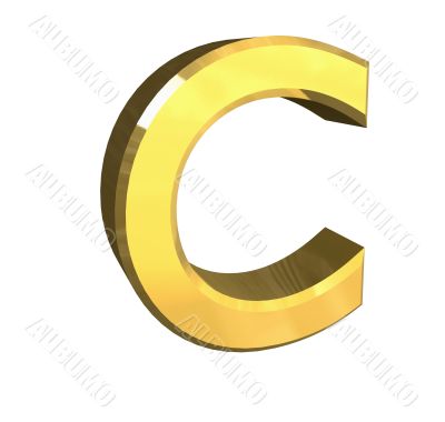 gold letter C - 3d made