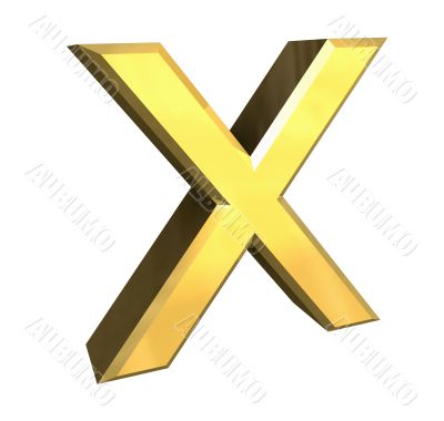 gold letter X - 3d made gold letter X - 3d made