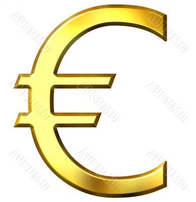 3D Golden Euro Symbol