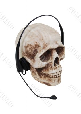 Headphones on a skull