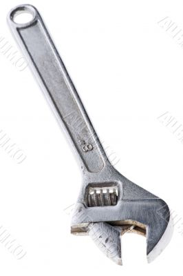 adjustable spanner closeup on white